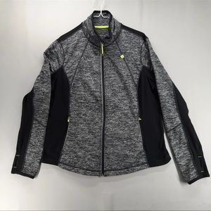 Tangerine Jacket Womens XL Black Heather Full Zip Pockets Thumb Holes Athletic